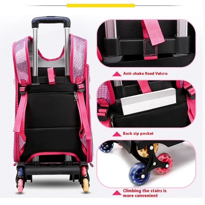 Transparent pet trolley diaper bag with folding shoulder design in blue colour