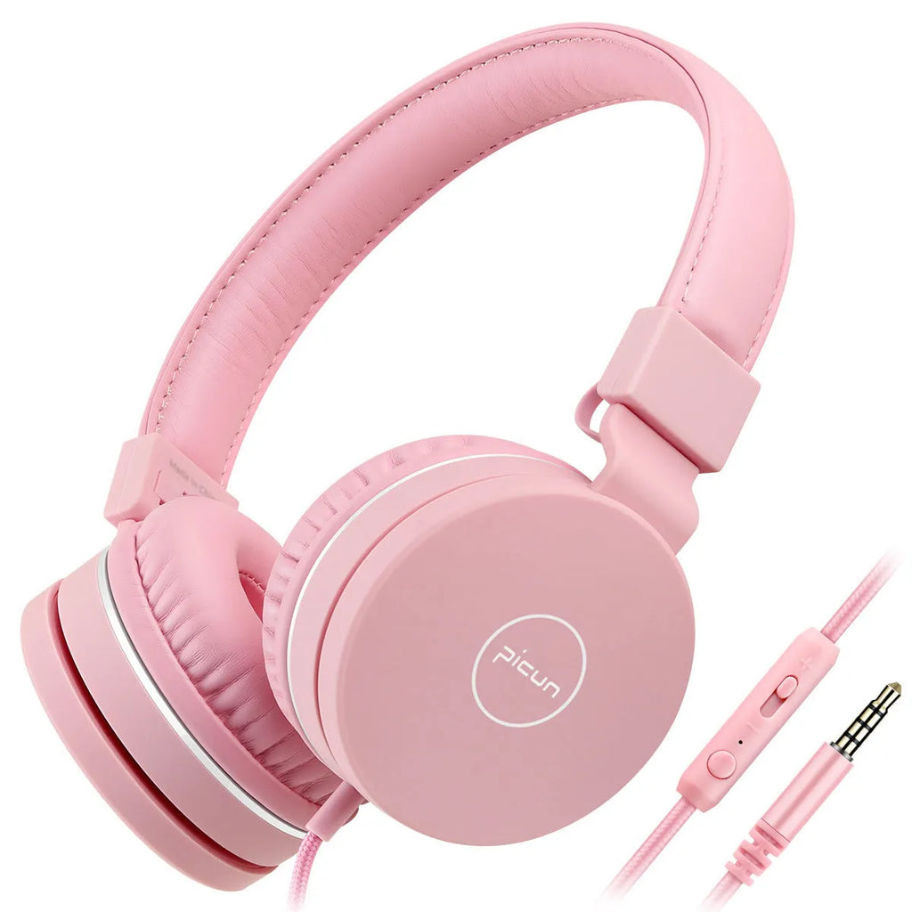 Bengoo C30 wired over-ear headphones with microphone in mint green, showing protein ear cushions and braided cable.