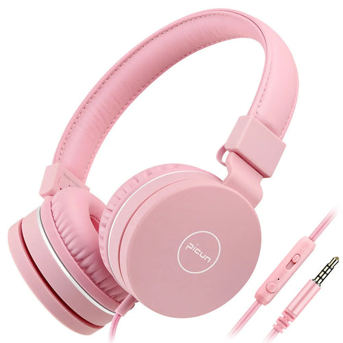 Bengoo C30 wired over-ear headphones with microphone in mint green, showing protein ear cushions and braided cable.