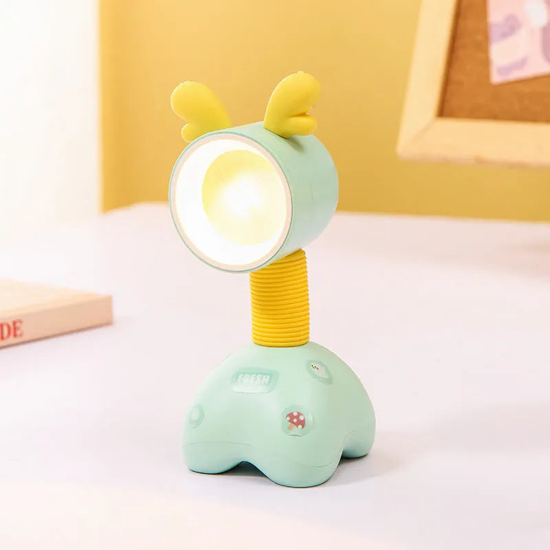 DIY cartoon character small night lamp with adjustable magnetic head in bear design on desk