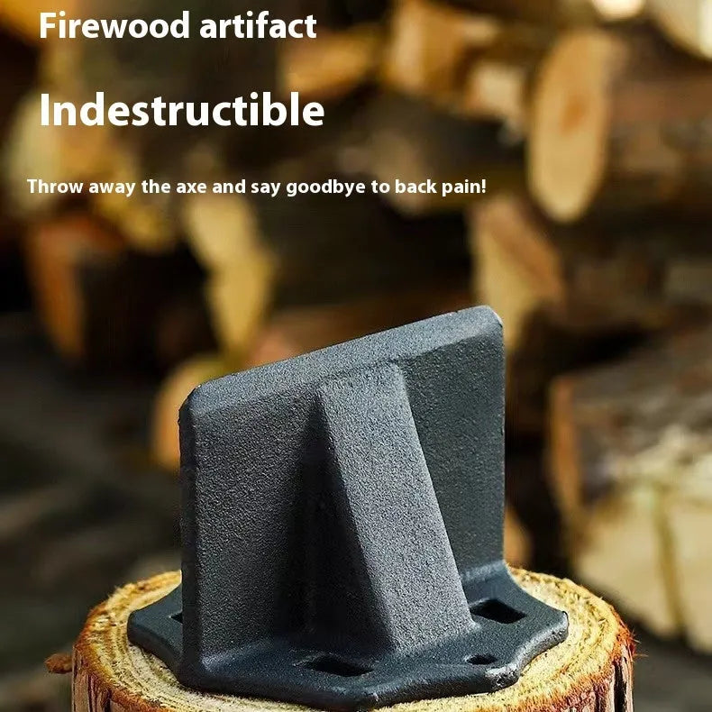Small square cast iron wood splitter for manual log preparation
