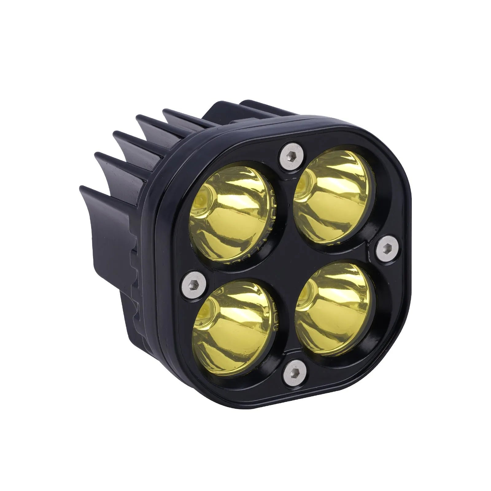 Four-eye headlight with aluminium base plate for motorcycle and car modification