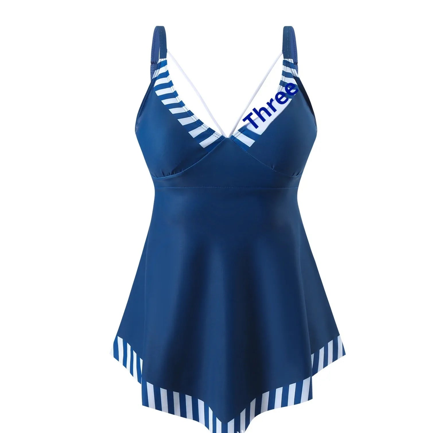 Plus size woman in green backless two-piece quick-dry bikini swimsuit for swimming.