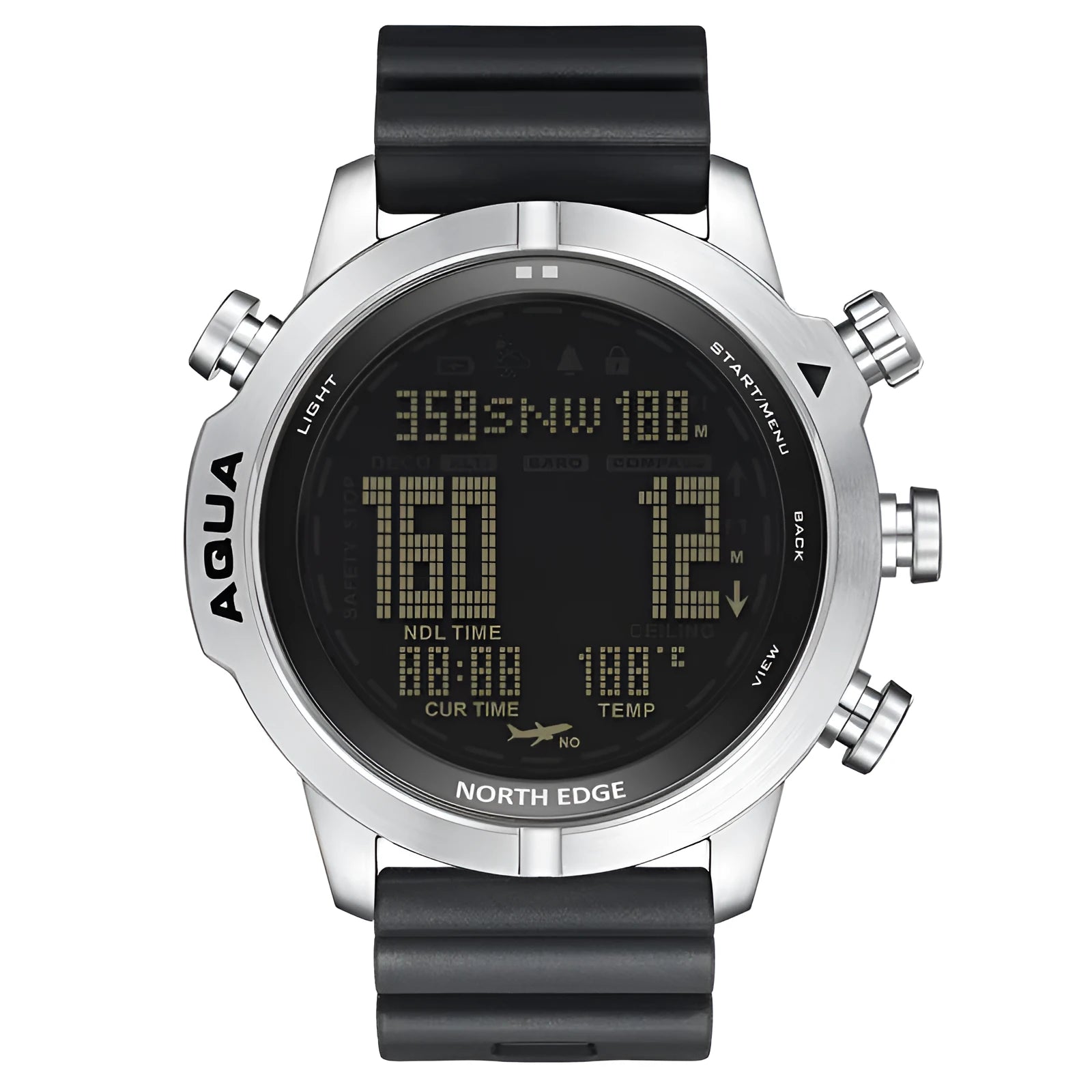 Outdoor sports smart watch with black dial and adjustable wrist strap showing 48mm case and 1.46 inch screen