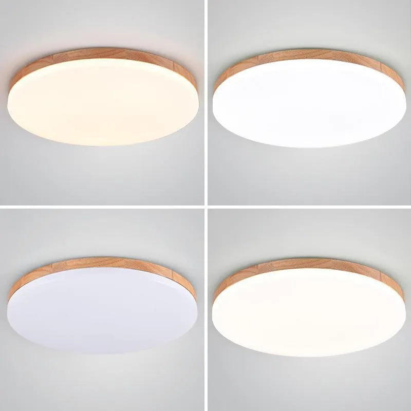 Japanese minimalist LED ceiling lamp with wood art body and acrylic shade