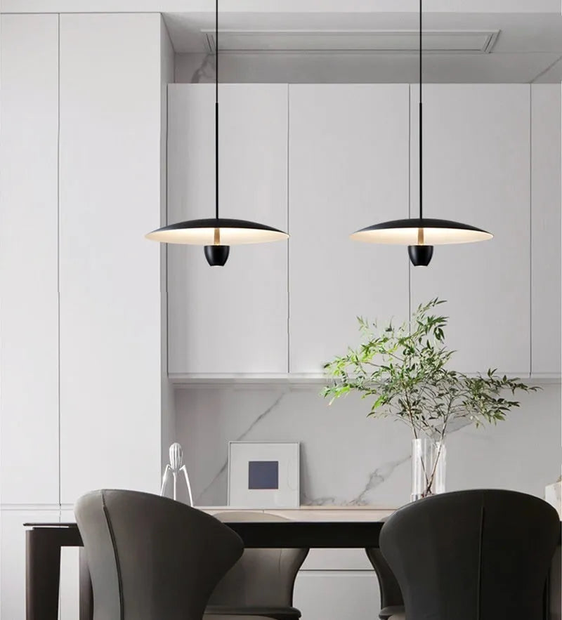 Black modern minimalist chandelier with 400mm diameter circular design