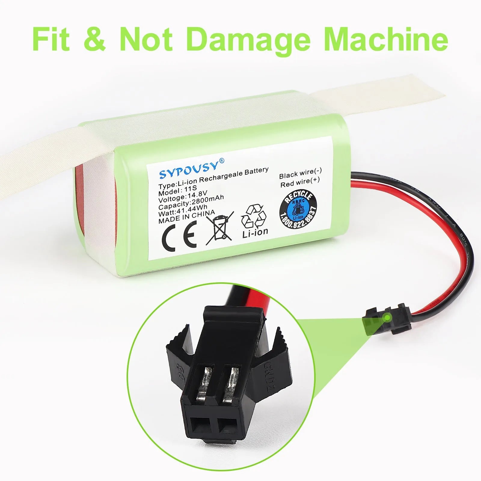 Lithium battery 2800mAh 14.8V replacement for Kovos 11S sweeper with rechargeable design and 3A charging