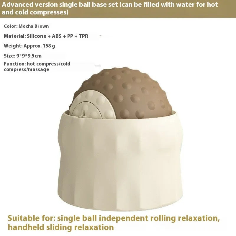 Caramel mocha double ball massage ball for cold and hot compress therapy on a foot