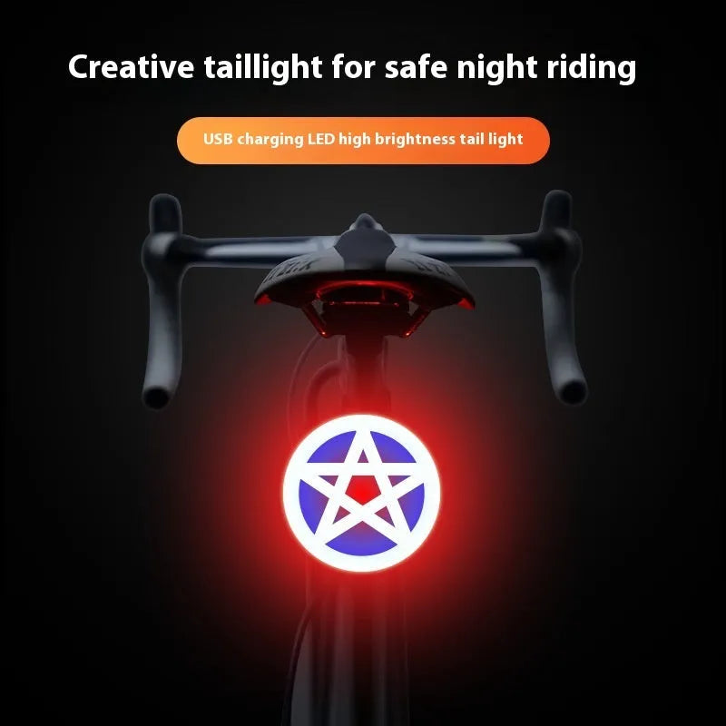 USB rechargeable bicycle taillight with flowing red light mode and creative shape