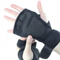 New sports half finger gloves with non-slip silicone palm protection for fitness equipment, black colour