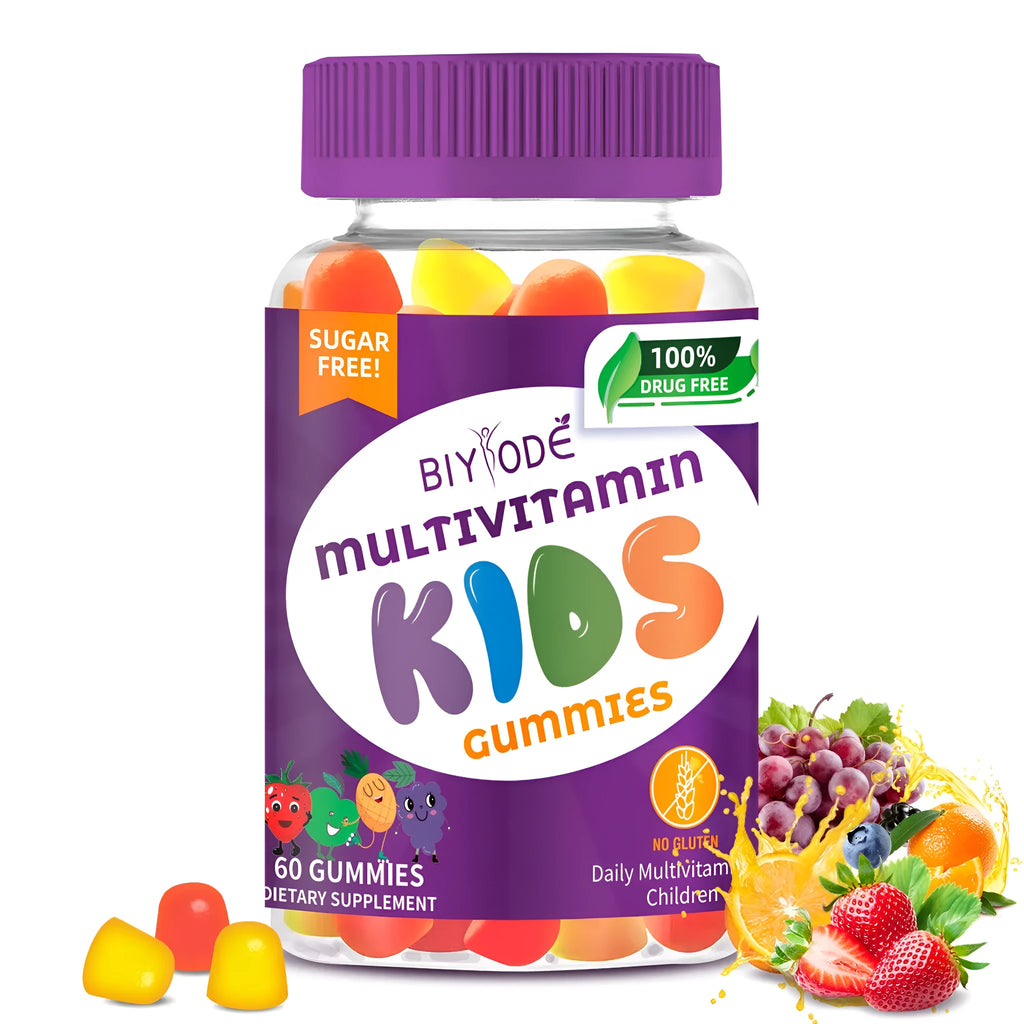 Bottle of 60 kids multivitamin gummies with private label option, original flavour, by Jiabeikang