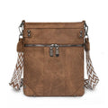 Fashion new rivet crossbody women's bag in beige PU horizontal square urban simplicity