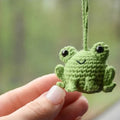 Handmade green plush woven frog car pendant hanging