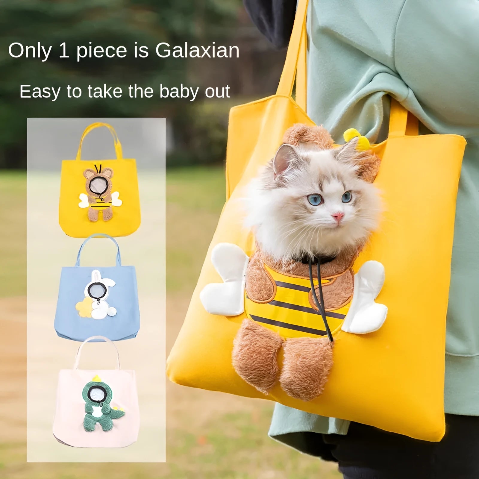 Canvas pet carrier bag with safety zippers and elastic side opening for cat or dog transport
