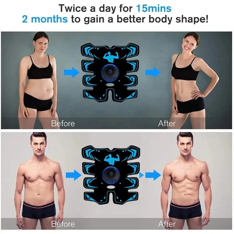 EMS8 rechargeable abdominal muscle trainer three-piece set with gel pads for home and travel use
