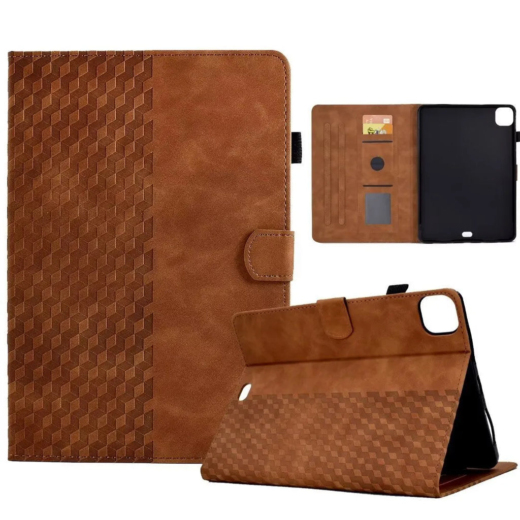 Leather iPad case with card holder for iPad Pro 11 and iPad Air 11 in diamond embossed pattern
