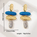 A pair of multicolour geometric stud earrings for women with a zinc alloy base and electroplated finish.