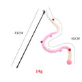 Interactive cat toy wand with colourful plush strip and bell attachment for indoor cat play