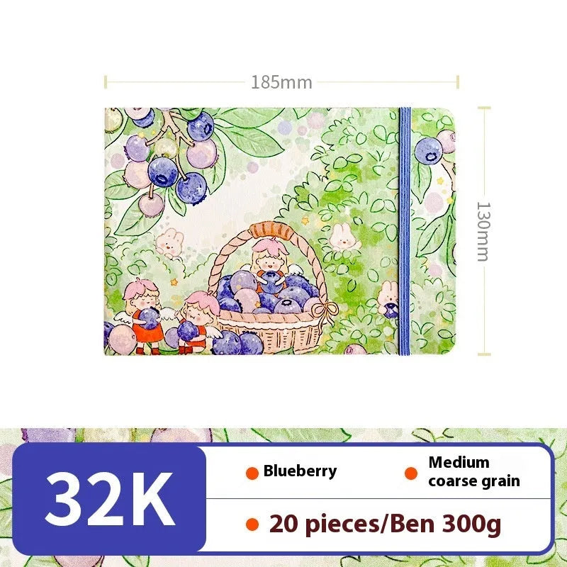 Feiluniao handmade fabric watercolour notebook with cotton paper, 185mm long, shown in a cover design option.