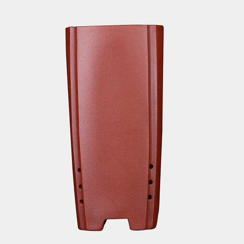 Purple sand classical ceramic orchid pot with tray and multiple drainage holes, stick bottle shape