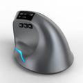 Grey Bluetooth self-charging vertical mouse with dual-mode grip design for laptop use