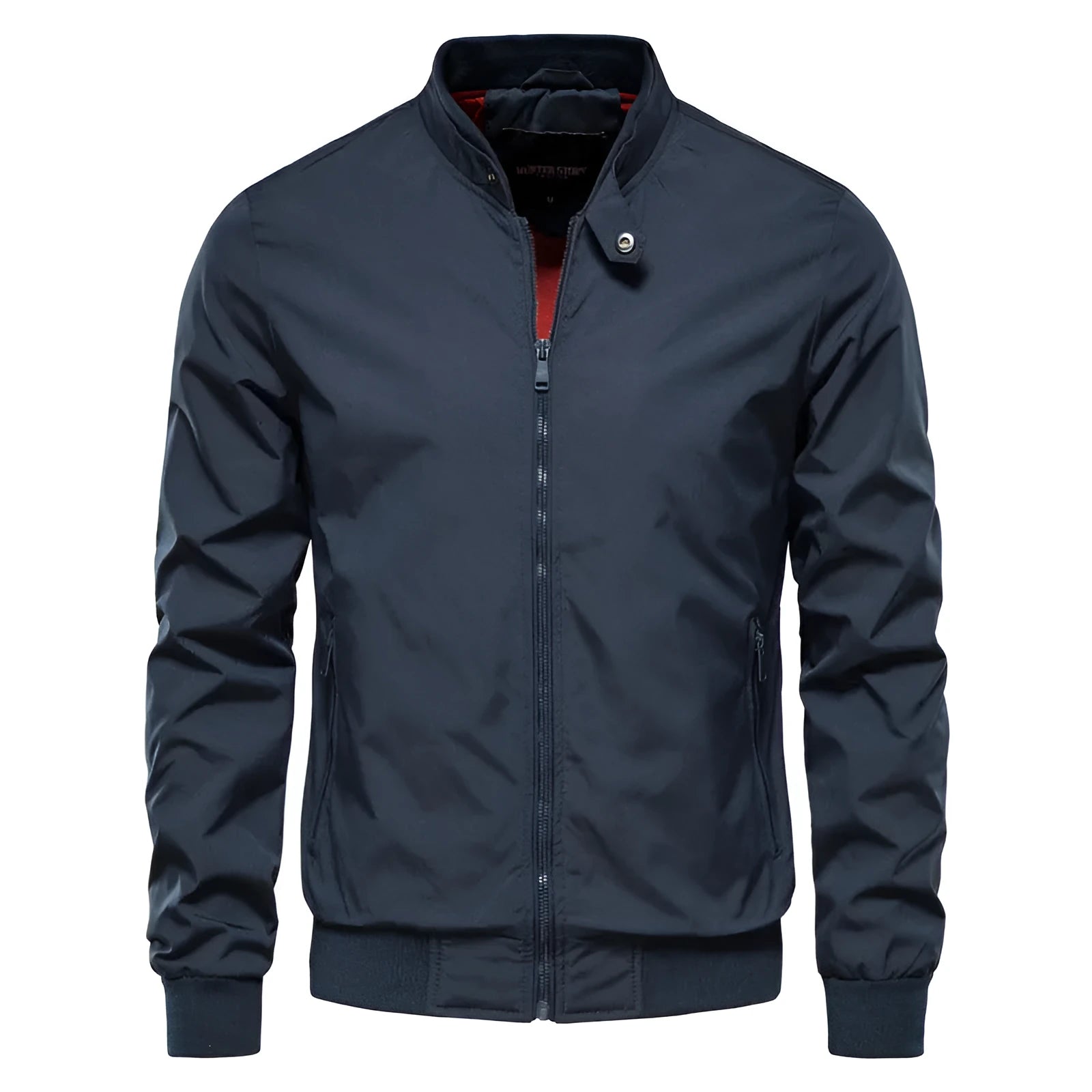 Men's casual thin jacket in solid colour with polyester fibre construction