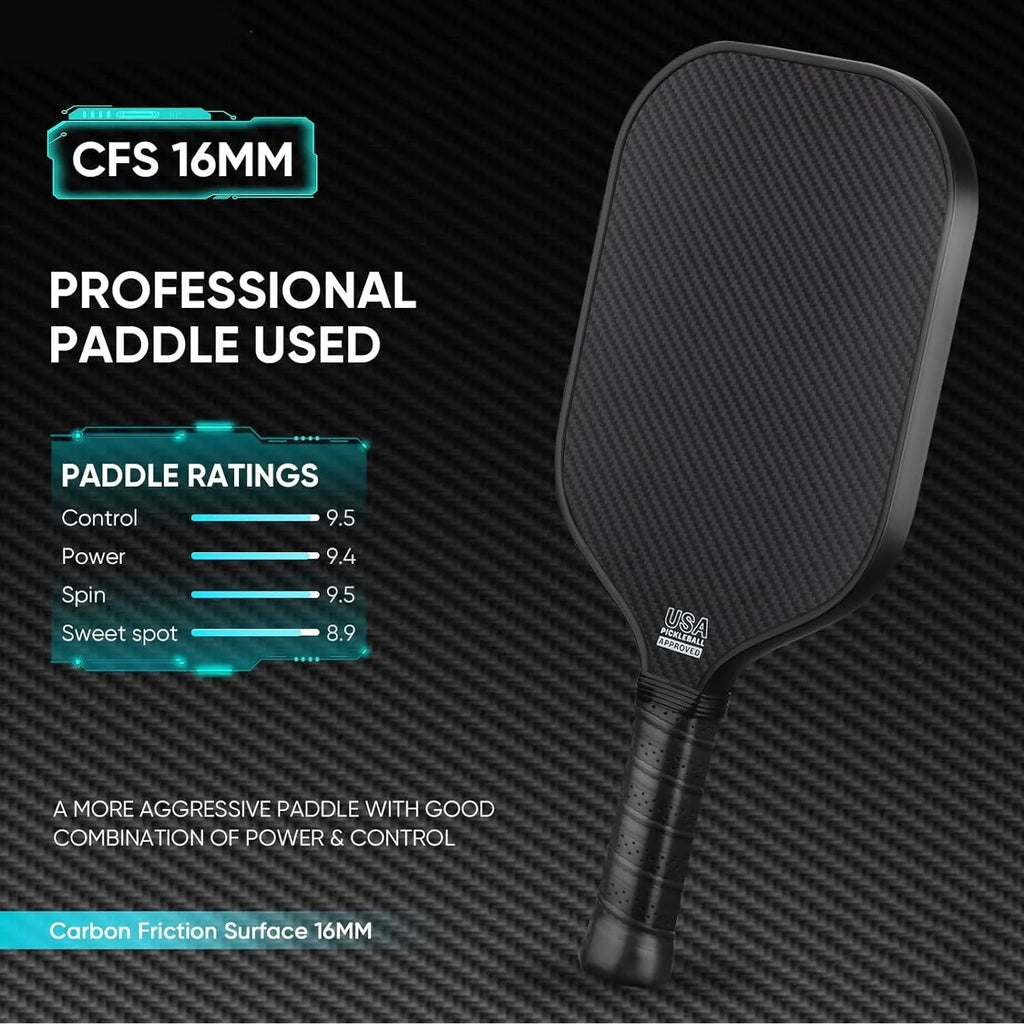 3K full carbon fibre graphite honeycomb beach racket in black, 40x20cm