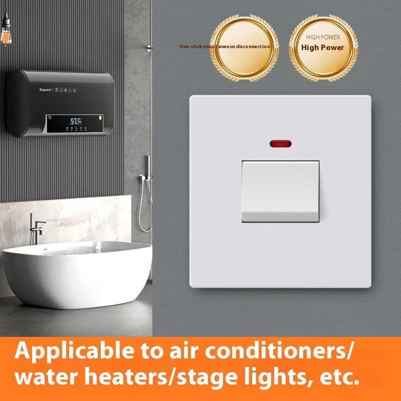 Plastic industrial switch with illuminated panel for water heaters and air conditioners