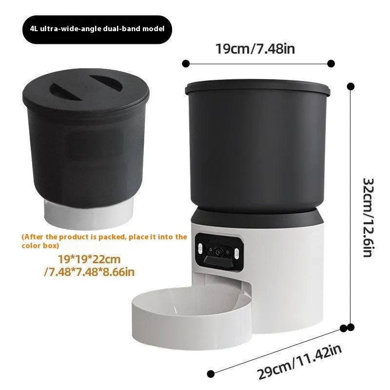 4L smart pet feeder with WiFi control and stainless steel bowl option