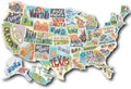 Travel-themed car sticker set with map design and removable adhesive vinyl letters for vehicle personalisation