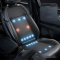 Black minimalist car seat cooling pad with USB power cable for ventilation and massage functions.