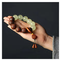 Unisex Amass Fortunes rosewood flexible ring bracelet with Fu carving on 20mm beads