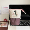 Cartoon Korean style collapsible pencil case in Oxford fabric measuring 17x14cm