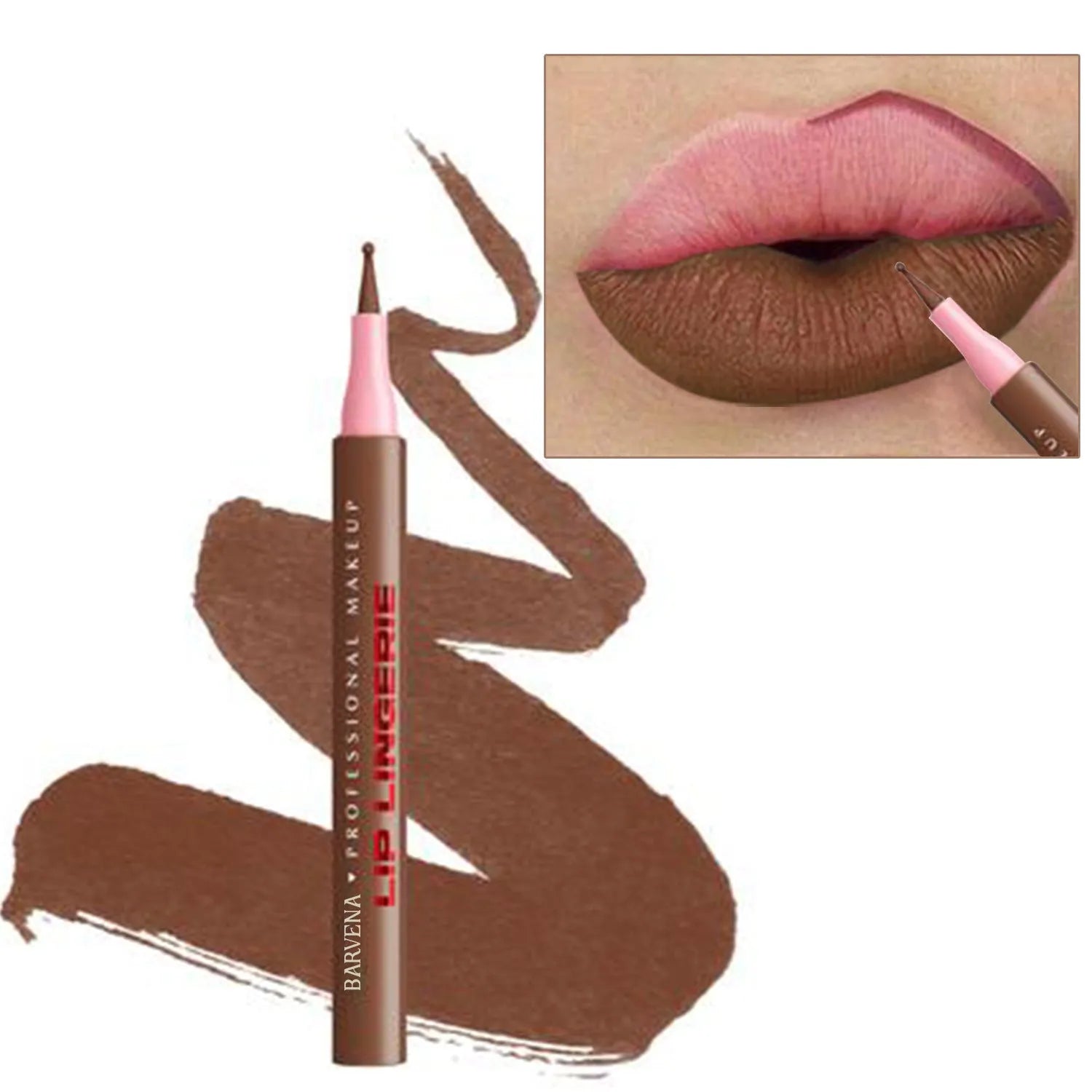Matte lip liner pencil with 12 colour options showing defined lip outline