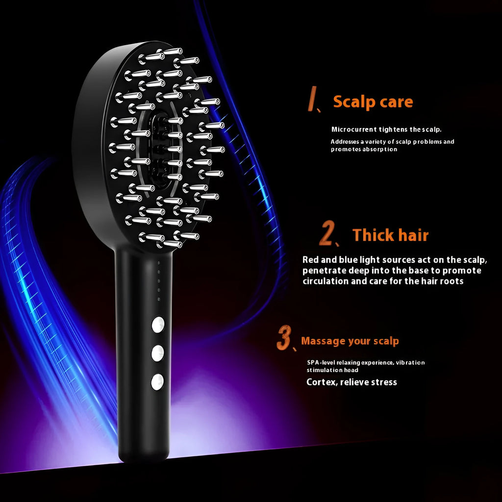 KD3802 Black rechargeable scalp massage device with charging cable