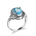 Ocean blue zircon copper ring in simple geometric women's style, sizes 6 to 10