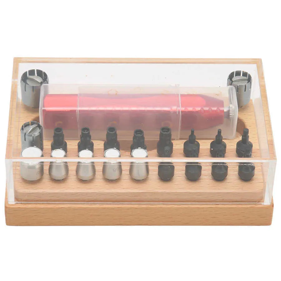 20-piece steel watch repair extracting tube set in storage case for watch and clock repair