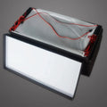 Two white LED truck licence plate lights with flat thin plastic housings and visible LED lamp bars.