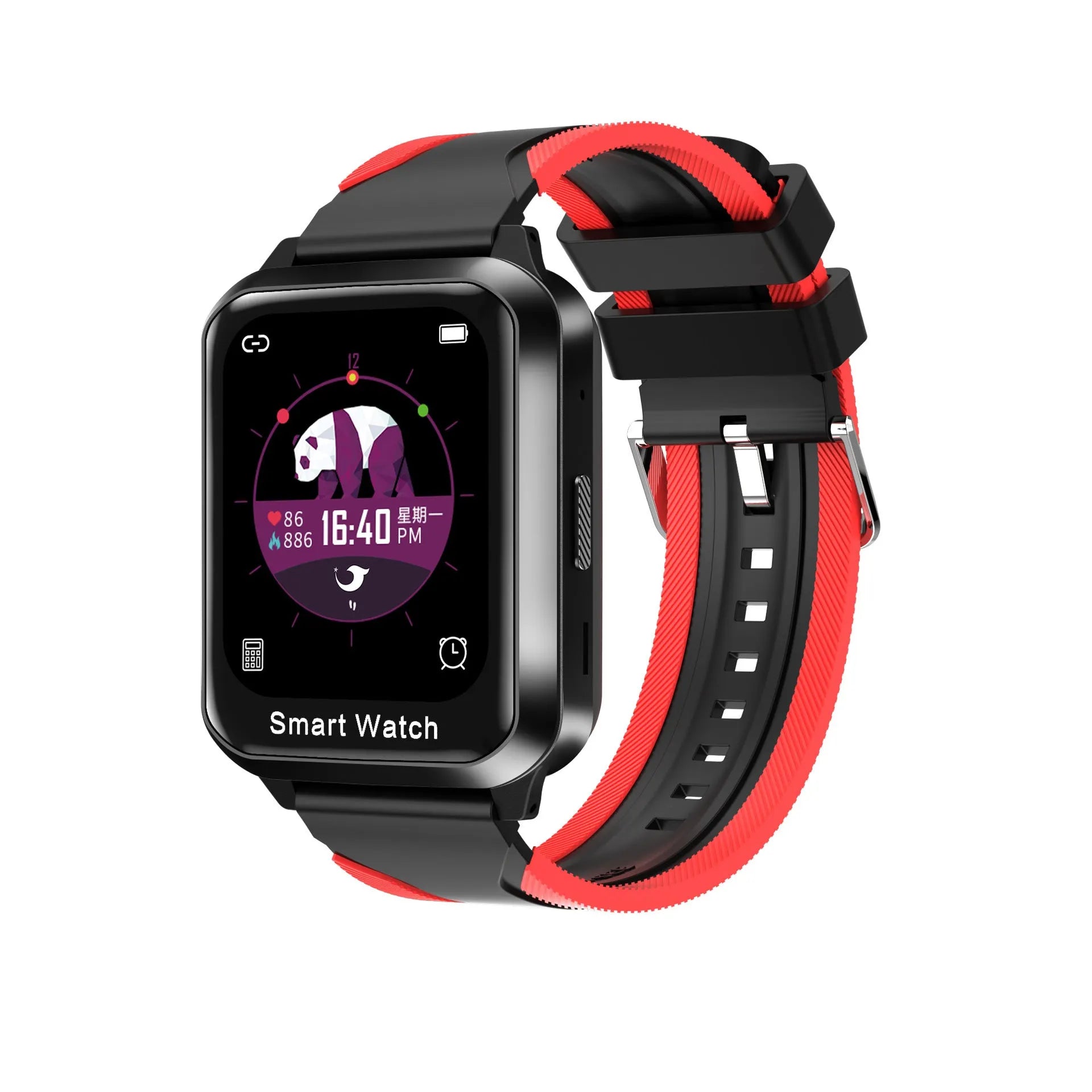 Black Bluetooth smart bracelet with a 1.78-inch split screen display on a silicone wrist strap.