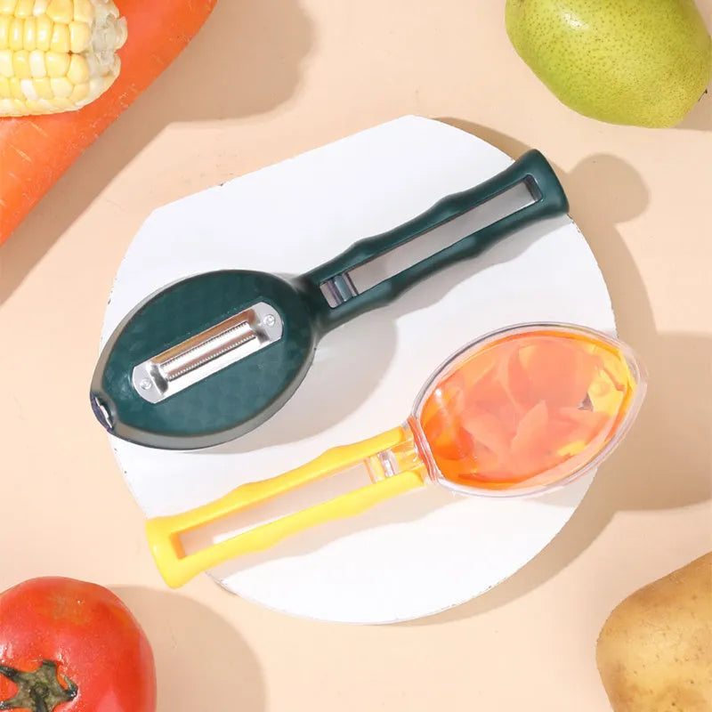 Peeling knife with storage lid stainless steel blade 19x6cm blackish green modern minimalist design