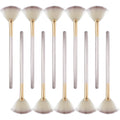 10 professional facial fan brushes with champagne handles and protective covers