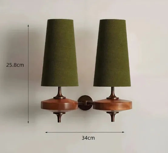 French retro bedside corridor light with red lampshade and single head configuration