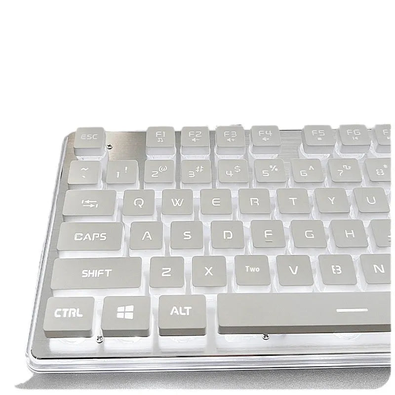 Button mute wired mechanical keyboard with USB cable in Metal Black blue backlight colour option.