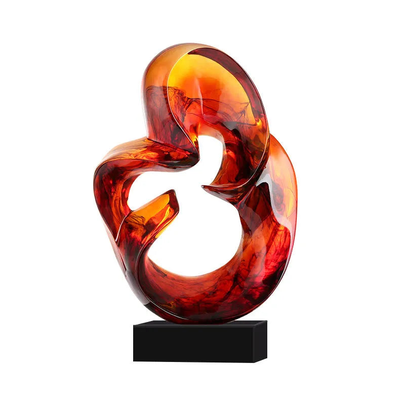 Transparent resin craft ornament in modern simplicity style, available in orange red or blue colour