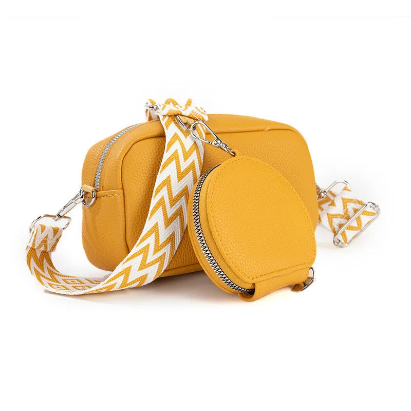 Soft PU one-shoulder crossbody bag for women in a horizontal square shape, showing colour options.