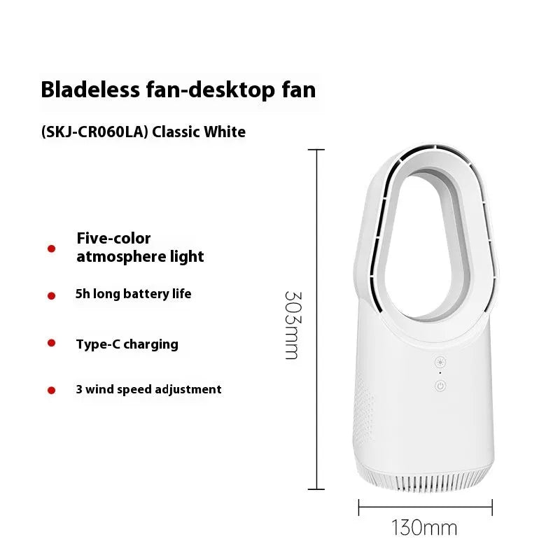 SK bladeless tower fan in white with remote control for home office cooling