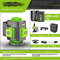 Green 16-line 3D self-levelling laser level with nylon case on a workbench.
