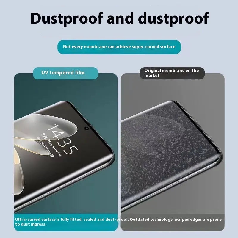 UV full glue tempered glass screen protector for Samsung Galaxy phone with glue bottle and UV lamp