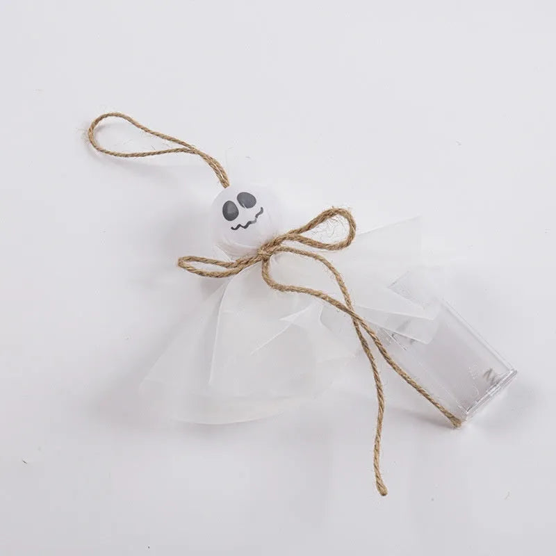 Halloween LED lantern chain with 20 PVC ghost lights powered by battery box