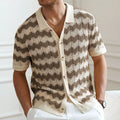 Short sleeve blue jumper with corrugated jacquard texture, made from Tencel viscose for summer.
